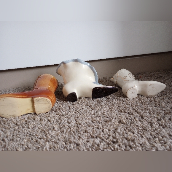 Set of 3 Vintage Shoe/Boot Vases Vintage 60s 70s Flower Vase Cottagecore - Picture 8 of 10